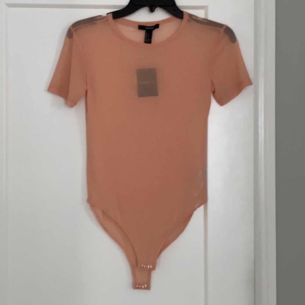 Forever 21 see through bodysuit in blush